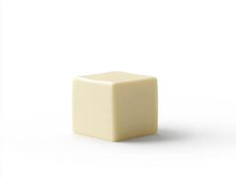 White square butter block on plain background photo