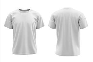 A simple white t-shirt is shown from both front and back perspectives photo