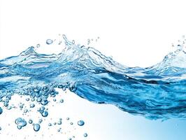 Water splashes creating bubbles in bright clear background photo