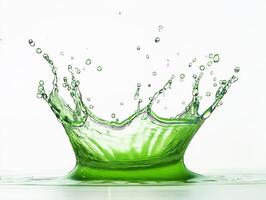 Green splash forms vibrant pattern in still water photo