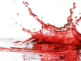 Colorful splash of vibrant red liquid in clear water photo