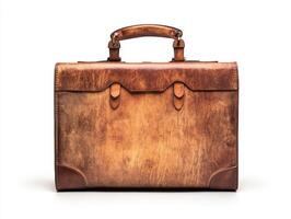 Classic brown leather briefcase with structured design photo