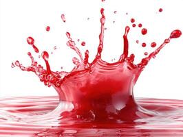 Red liquid splashes into water creating dynamic patterns photo
