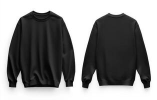 Black sweatshirt displayed from front and back views photo
