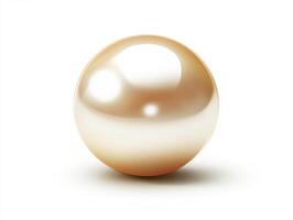 Elegant pearl glowing softly on a white background photo