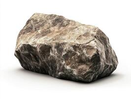 Natural stone sitting on a plain surface in a bright studio photo