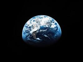 View of Earth from space highlighting diverse landforms and oceans photo