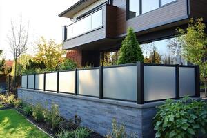 Modern frosted glass fence protecting residential property enhancing privacy and security photo