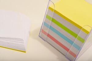 A paper block in the office. Office memo block for notes. photo
