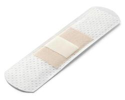 A simple adhesive bandage ready to soothe a minor scrape, offering quick relief and protection with a soft, breathable fabric and gentle adhesive. photo