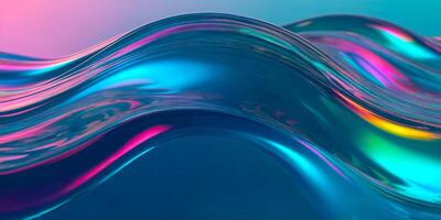 Rippling water waves reflecting colorful lights in an abstract composition at dusk photo
