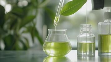 Experimenting with natural extracts in a laboratory setting during daylight hours photo