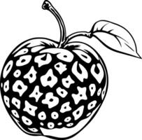 Stylized Black And White Apple With Intricate Pattern Design vector