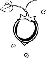 Simple Line Drawing Of A Sprouting Hazelnut With Leaves vector