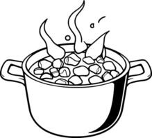 Steaming Pot of Simmering Cubes Culinary Illustration vector