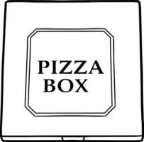 Simple Line Drawing Of A Closed Pizza Box vector