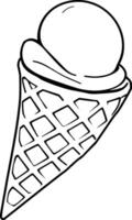Single Scoop Of Ice Cream In A Waffle Cone Illustration vector