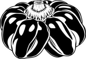 Bold Black And White Illustration Of A Single Bell Pepper vector
