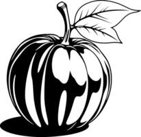 A Stylized Monochrome Illustration Of A Single Apple With Leaf vector