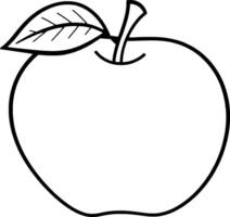 Drawing Of A Single Red Apple With Leaf vector