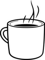 A Simple Line Drawing Of A Mug Filled With Steaming Hot Coffee vector
