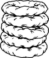 Stack of Five Fried Onion Rings Crisp and Golden A Delicious Snack vector