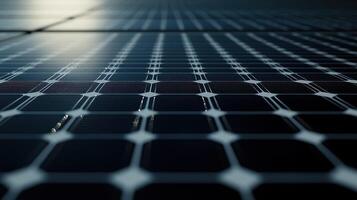 Close up of solar panels showcasing renewable energy technology with sleek and modern design, emphasizing sustainability and innovation photo