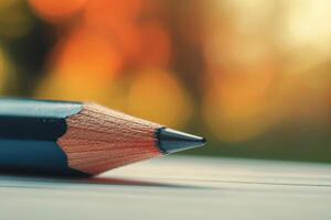Pencil on a lined notebook page photo