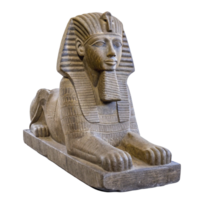 Ancient Egyptian Stone Sphinx Statue of a Pharaoh Reclining on a Rectangular Base png