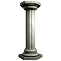 A Detailed 3D Render of a Classic Greek Stone Column with Flutes and a Hexagonal Base png