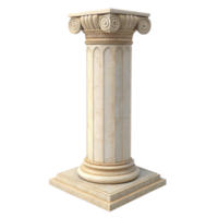 Classical Style Marble Column with Ionic Capital and Square Base Architectural Element png