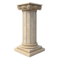 Isolated 3D render of a classical ionic order column with a square base and detailed capital png