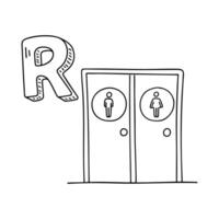 An Illustration of letter R stand for Restroom vector