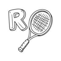 An Illustration of letter R stand for Racket vector