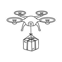 Illustration of a drone dropping a tiny package with a parachute vector