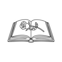 Wilted rose lying on an open book page vector
