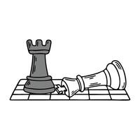 Rook chess piece casting a shadow on the board during an intense game vector