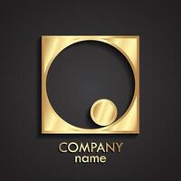 3d golden simple geometric shape square circle logo vector