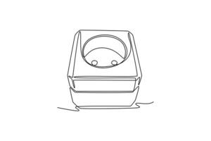 Square One Hole Stick-On Socket. electrical terminal concept. Single line draw design. graphic illustration vector