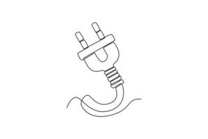 Electric power plug. electrical terminal concept. Single line draw design. graphic illustration vector
