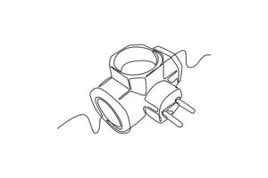 three-hole socket outlet. electrical terminal concept. Single line draw design. graphic illustration vector