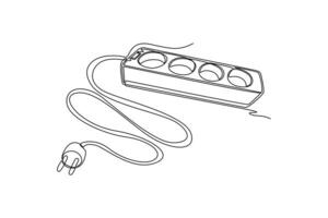 Extension Cord or Power Extender. electrical terminal concept. Single line draw design. graphic illustration vector