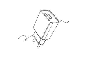 power adapter for phone tablet. electrical terminal concept. Single line draw design. graphic illustration vector