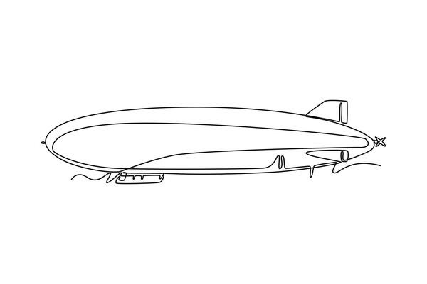 Blimp. air transport concept. Single line draw design. graphic illustration