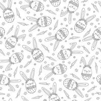 Seamless background with rabbits or bunnies for Easter. Illustration on a white background in a hand-drawn style. Can be used for postcards, photons, patterns vector