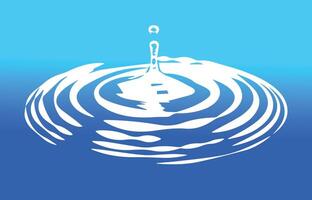 Water Ripple Effect with Droplet Impact. A stylized illustration of a water droplet hitting the surface, creating a smooth ripple effect. vector