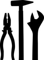 Silhouette of set icons of tools. vector
