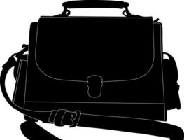 Silhouette of a black briefcase with a strap vector