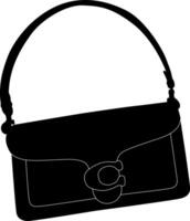Sleek Black Handbag with Handle - Stylish and Elegant Design vector