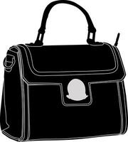 Black handbag with handle on white background vector